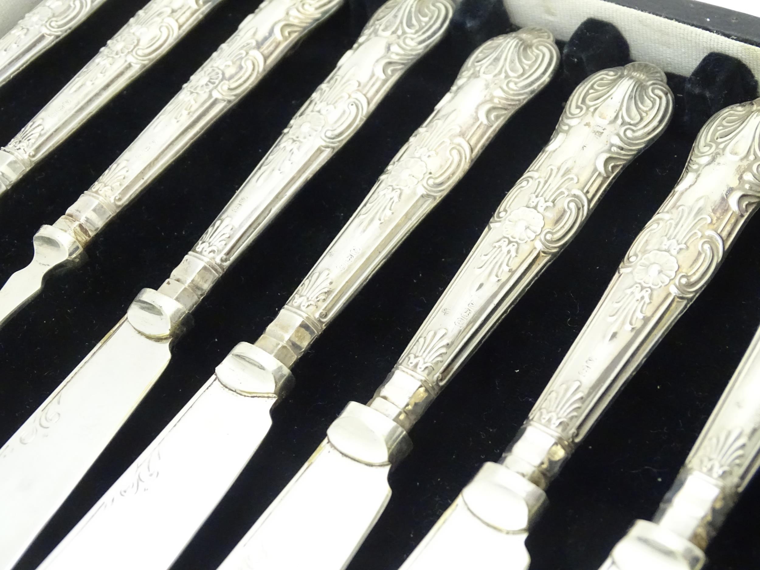 A cased set of six silver handled fish knives and forks with fish servers hallmarked Sheffield 1938, - Image 12 of 12