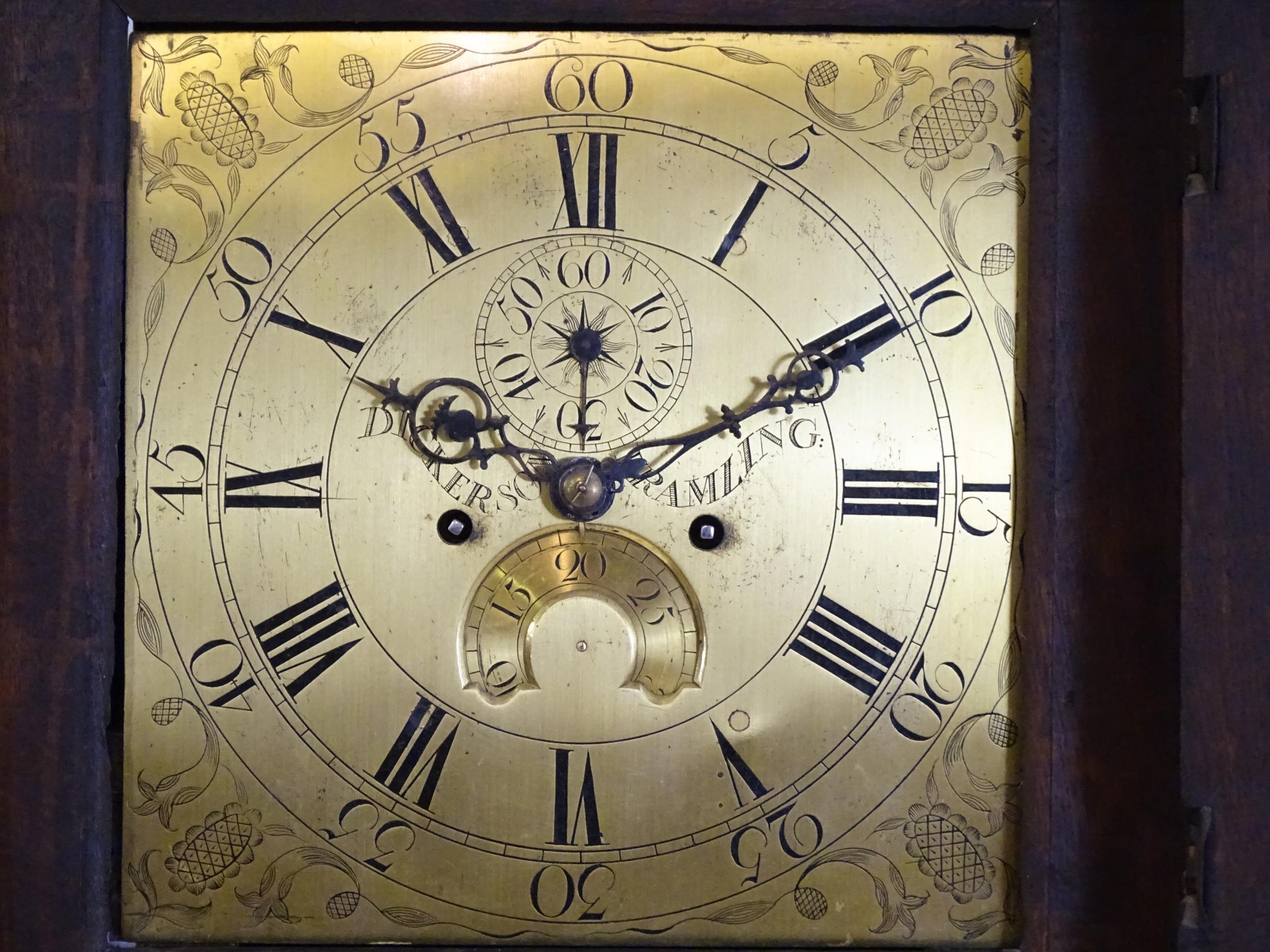 Dickerson, Framlingham : An oak cased 8-day longcase clock with brass face having Roman numerals and - Image 6 of 14