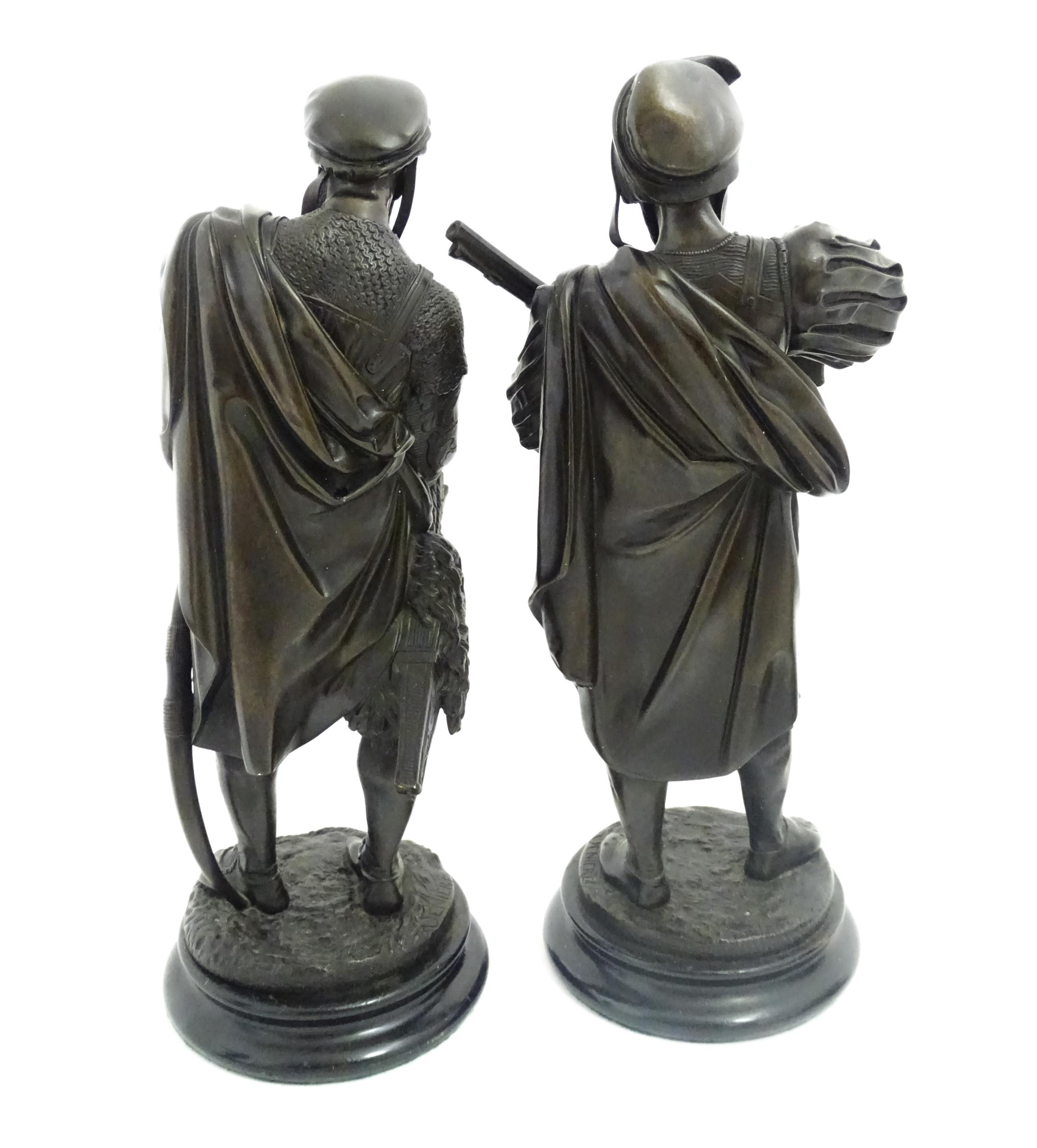 A pair of 19thC bronze figures after Guillaume Deniere comprising Renaissance Archer and Landsknecht - Image 5 of 7