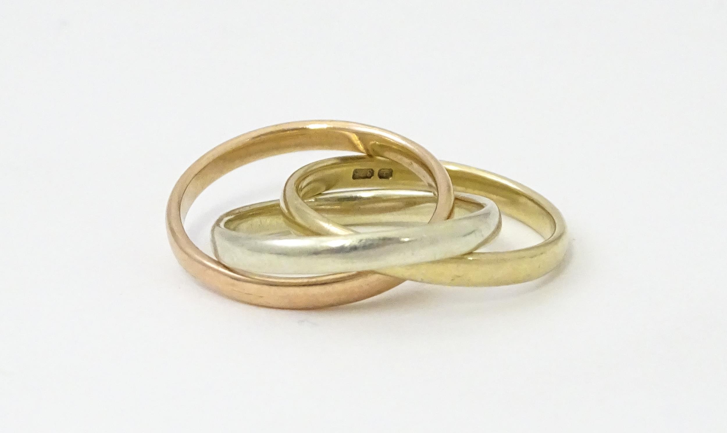 A 9ct tri-gold Russian wedding ring. Ring size approx. G 1/2 Please Note - we do not make - Image 7 of 8