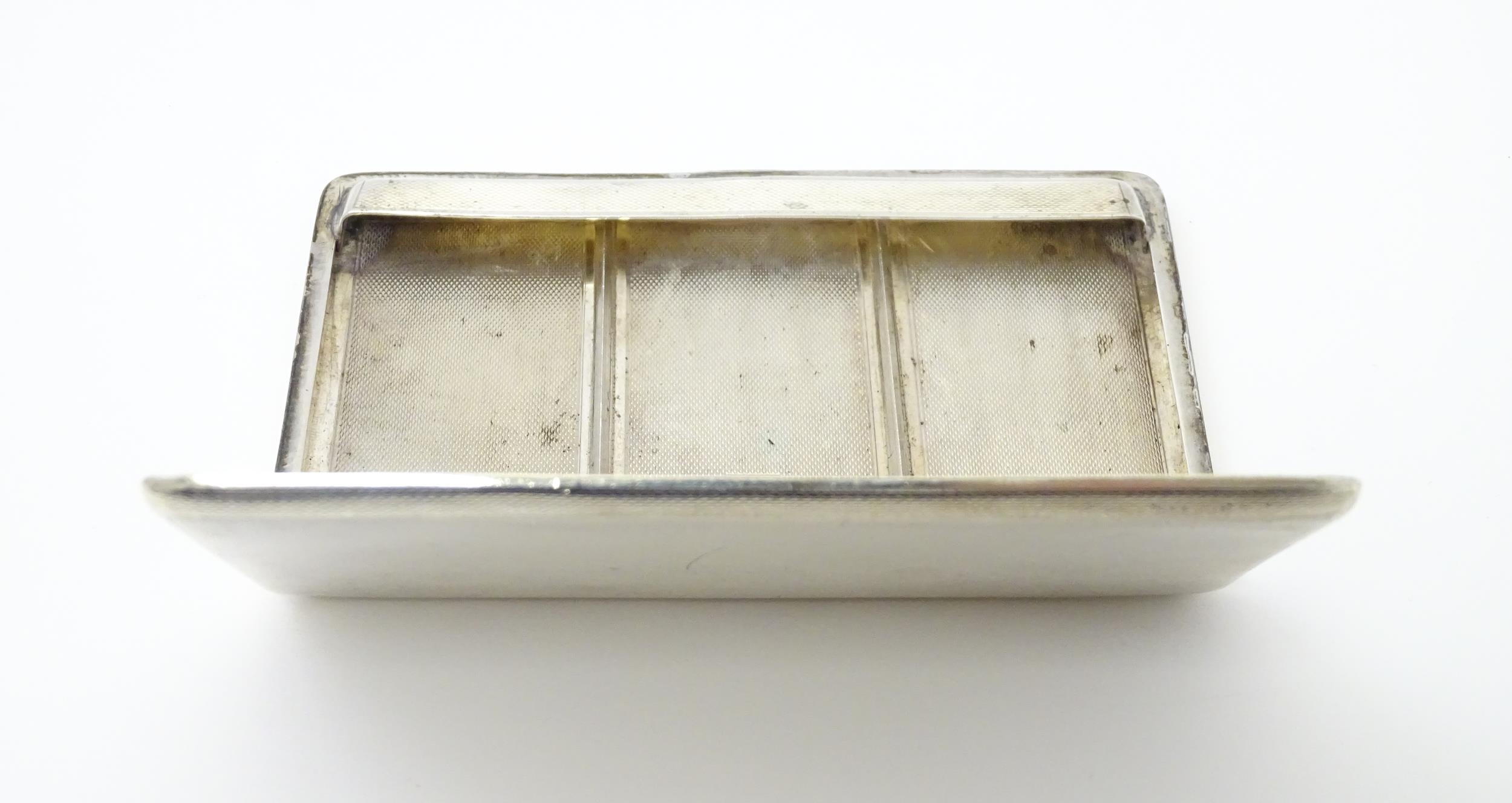 An Art Deco silver cigarette case with three sectional interior hallmarked Birmingham 1933, maker - Image 11 of 11
