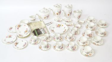 A quantity of Royal Crown Derby tea wares in the Derby Posies pattern to include teapot, hot water