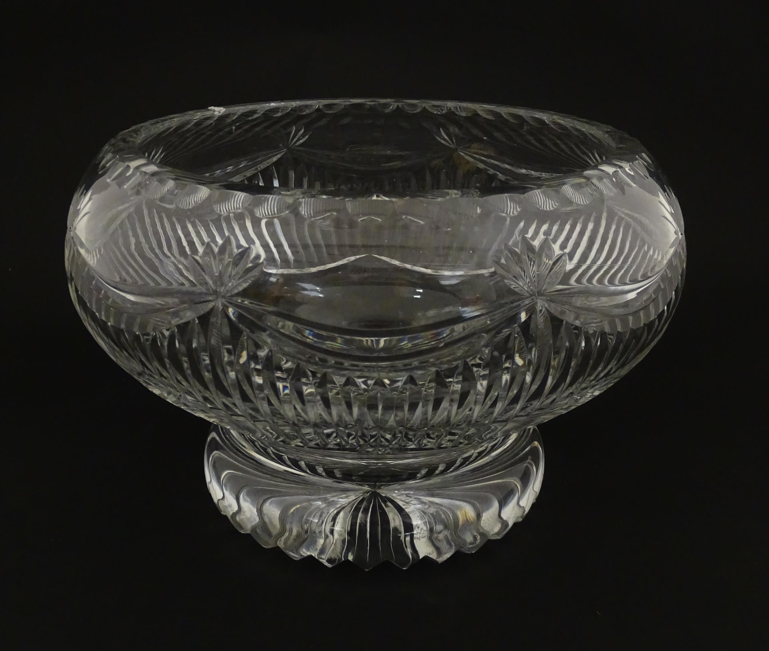 A cut crystal glass bowl, possibly Waterford. Approx. 6 1/2" high Please Note - we do not make