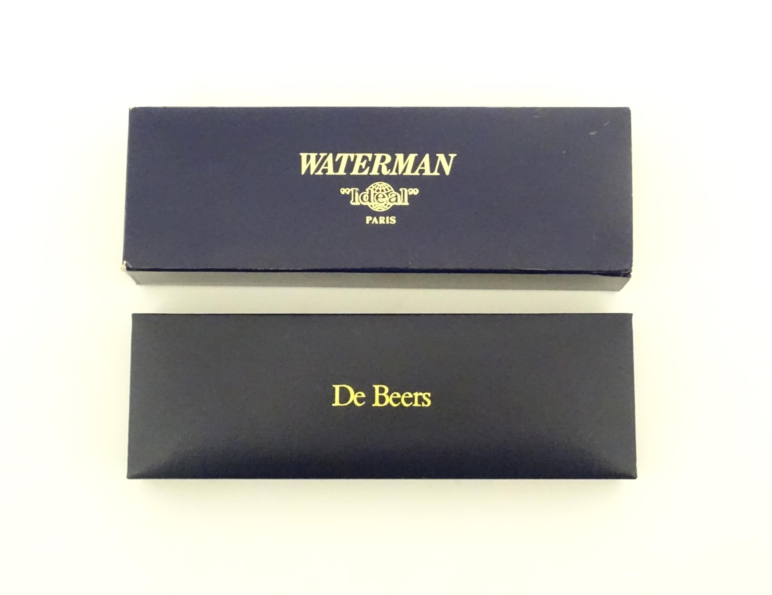 A De Beers cased Waterman Paris 'Ideal' fountain pen, the barrel and cap with black and bronze - Image 25 of 25