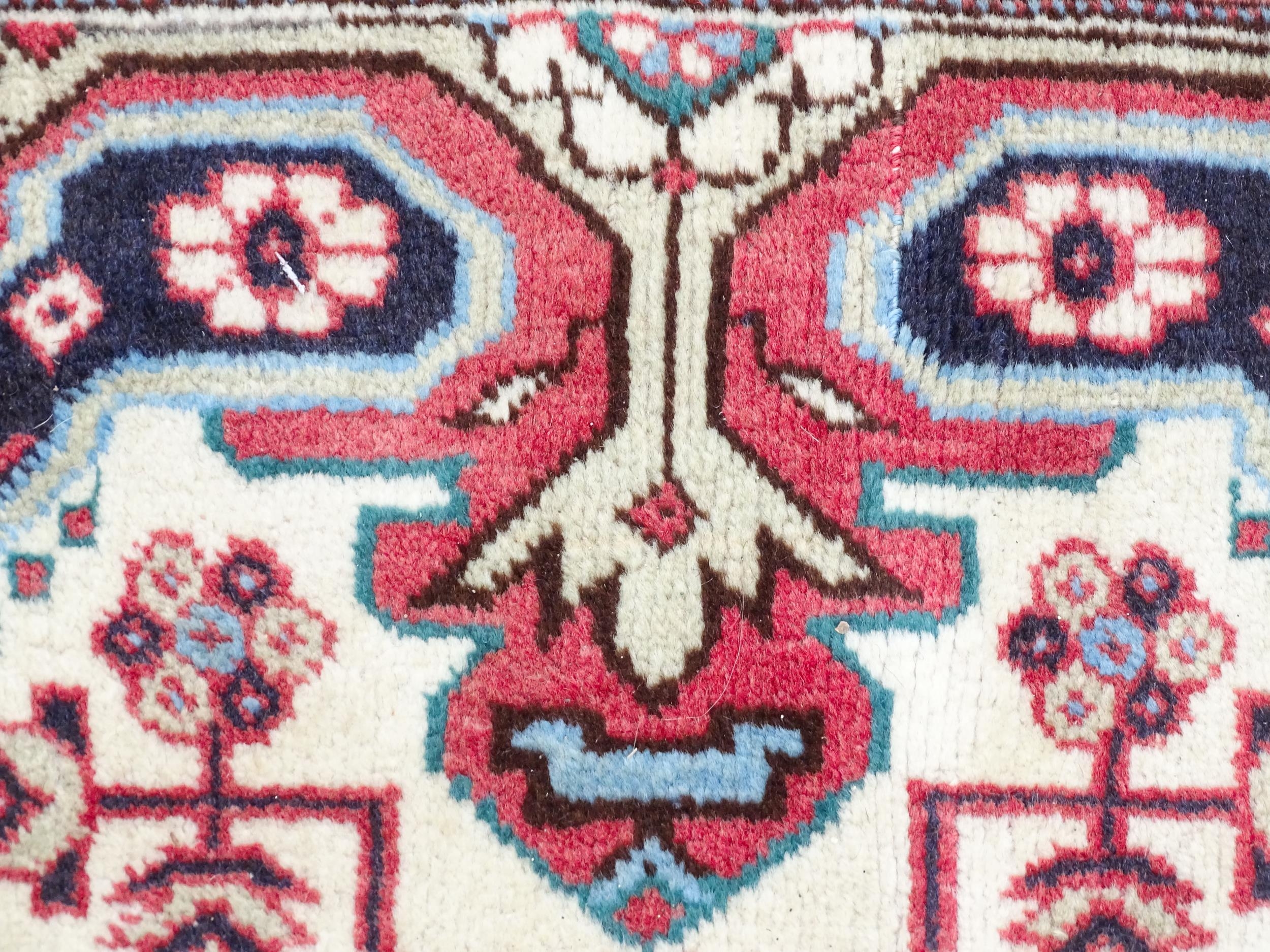 Carpet / Rug : A Persian Ardebil runner, the cream ground with floral and geometric repeating detail - Image 8 of 8