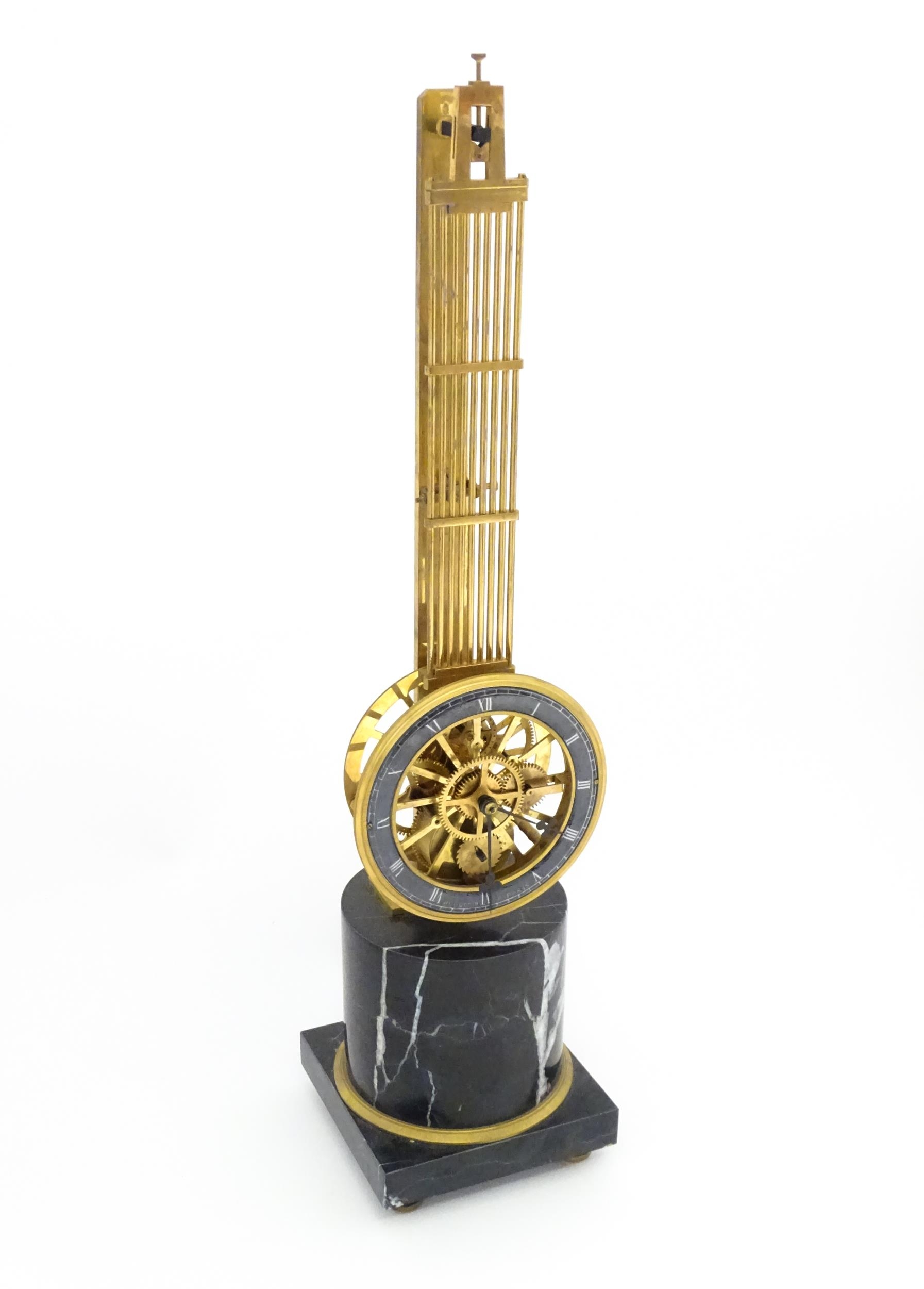 A late 20thC replica of a French swinging pendulum clock / timepiece with skeleton movement, - Image 4 of 8