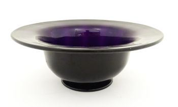 A Victorian amethyst glass centrepiece bowl. Approx. 6 1/4" high x 16" diameter Please Note - we