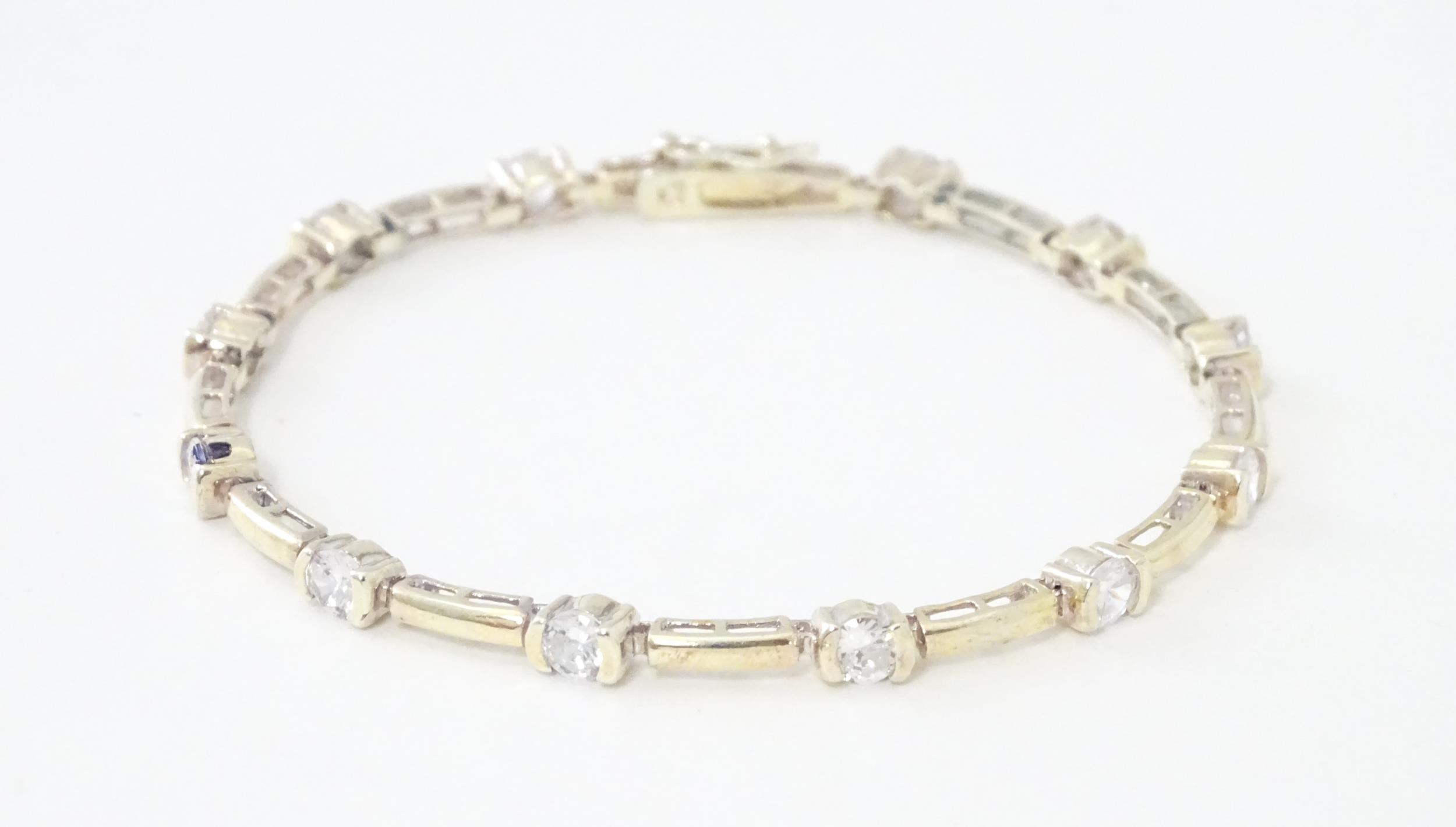 A .925 Silver bracelet set with cubic zirconia. Approx 7 1/2" long Please Note - we do not make - Image 4 of 9