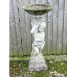 Garden & Architectural : a large reconstituted stone bird bath modelled as a cherub, standing approx