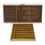 A vintage printers letterpress tray / drawer. Together with a smaller example. Largest approx. 32