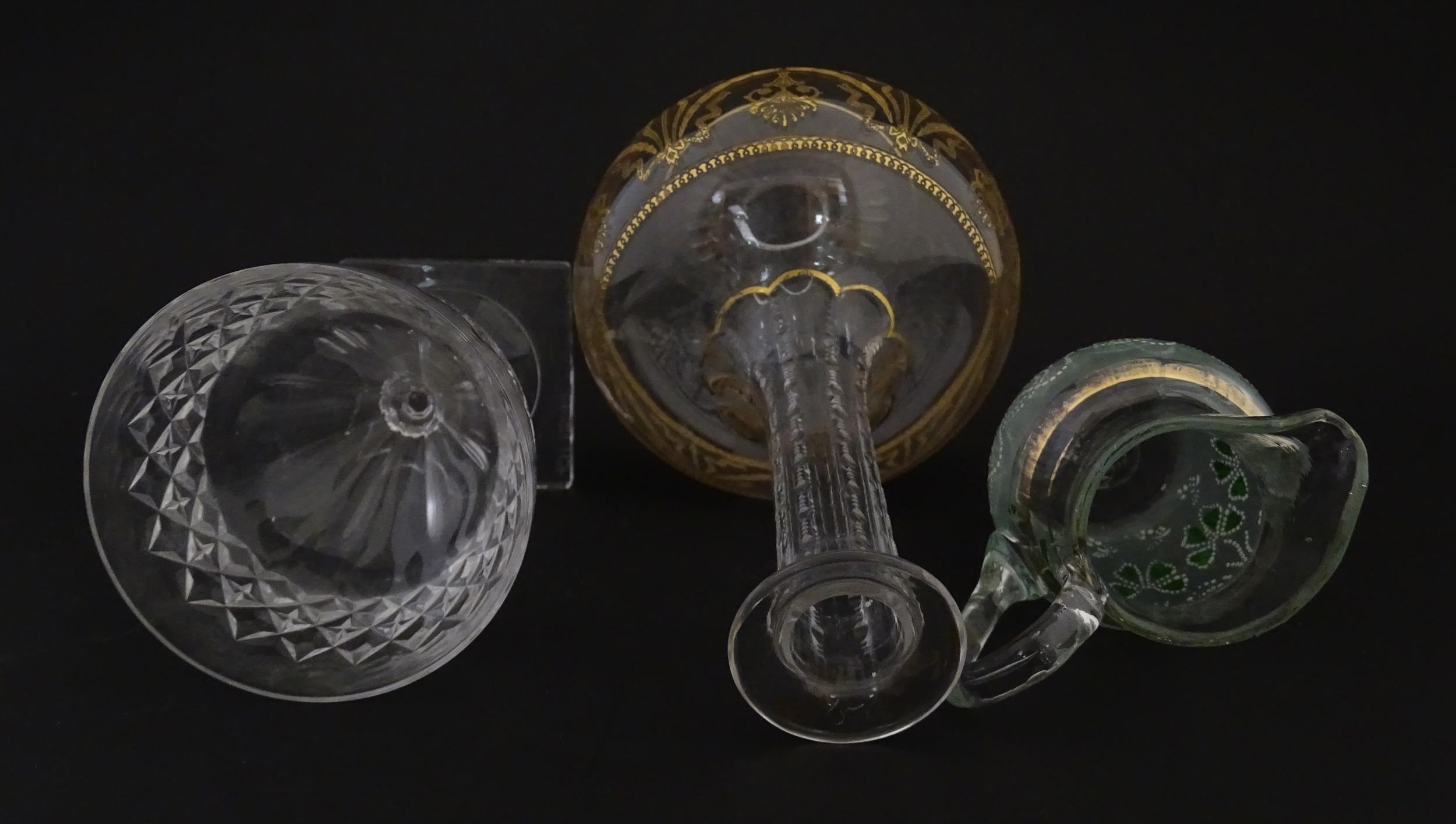 Three items of glassware comprising a Val Saint Lambert glass with squared foot, a decanter with - Image 9 of 13