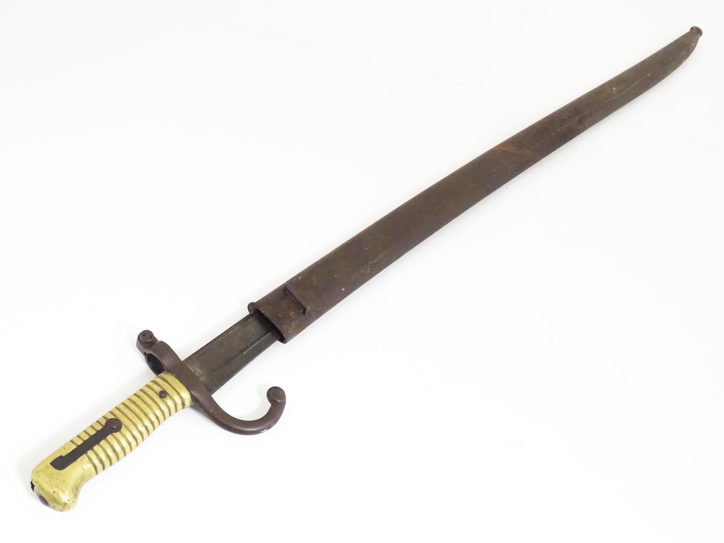Militaria : a 19thC French M1866 Chassepot Yataghan sword bayonet , bearing Alex Coppel Solingen - Image 13 of 13