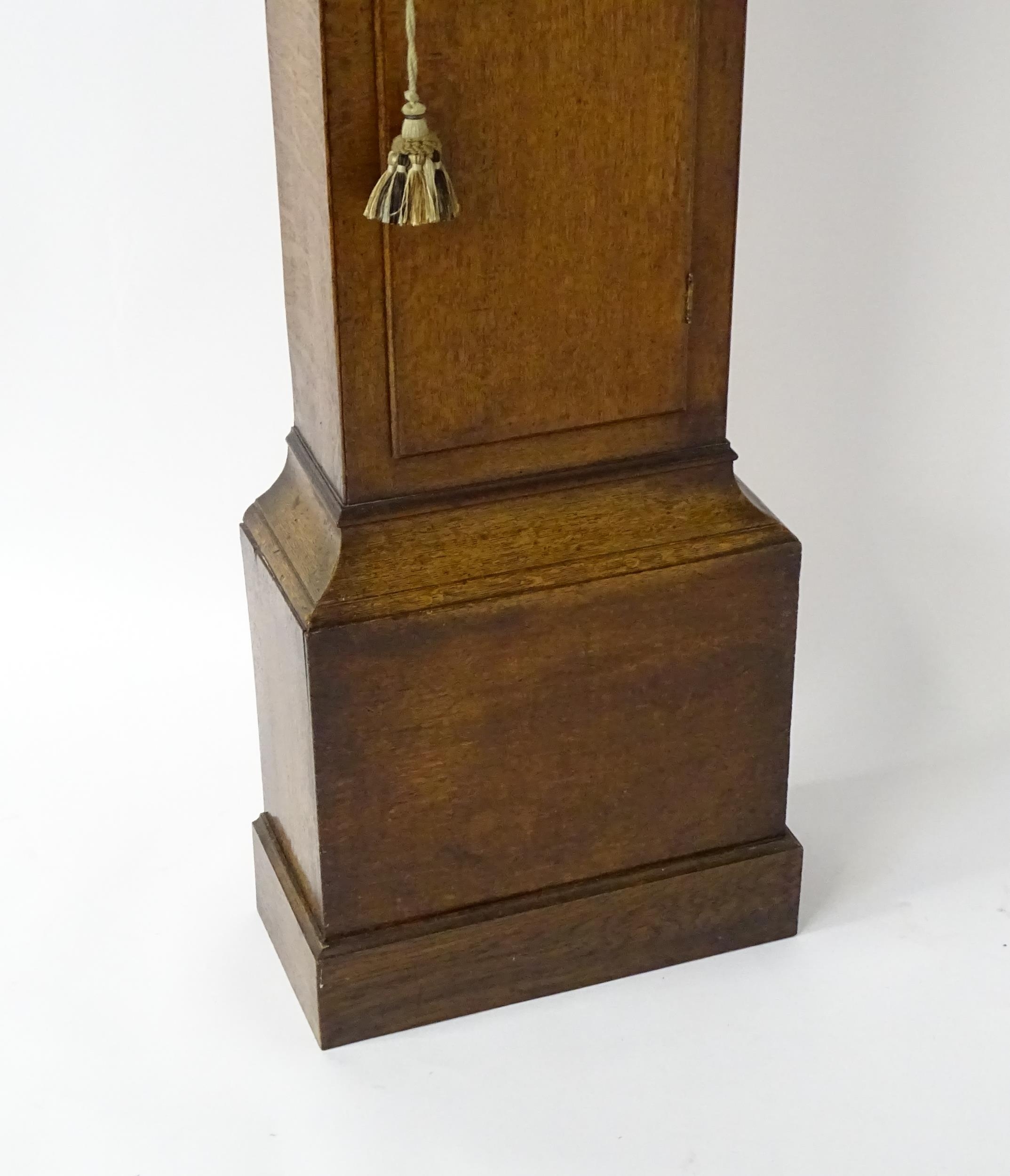 William Cater - Salisbury : A 19thC oak cased 8 day longcase clock, with brass dial, signed to the - Image 4 of 11