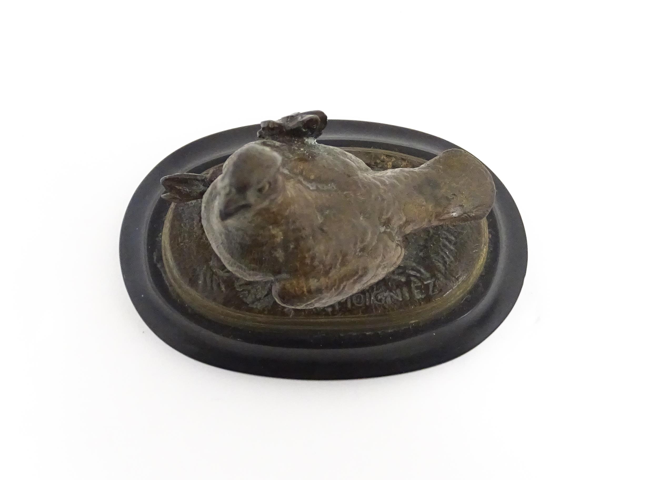 A 20thC cast bronze sculpture modelled as a partridge / bird after Jules Moigniez. Cast signature to - Image 7 of 8