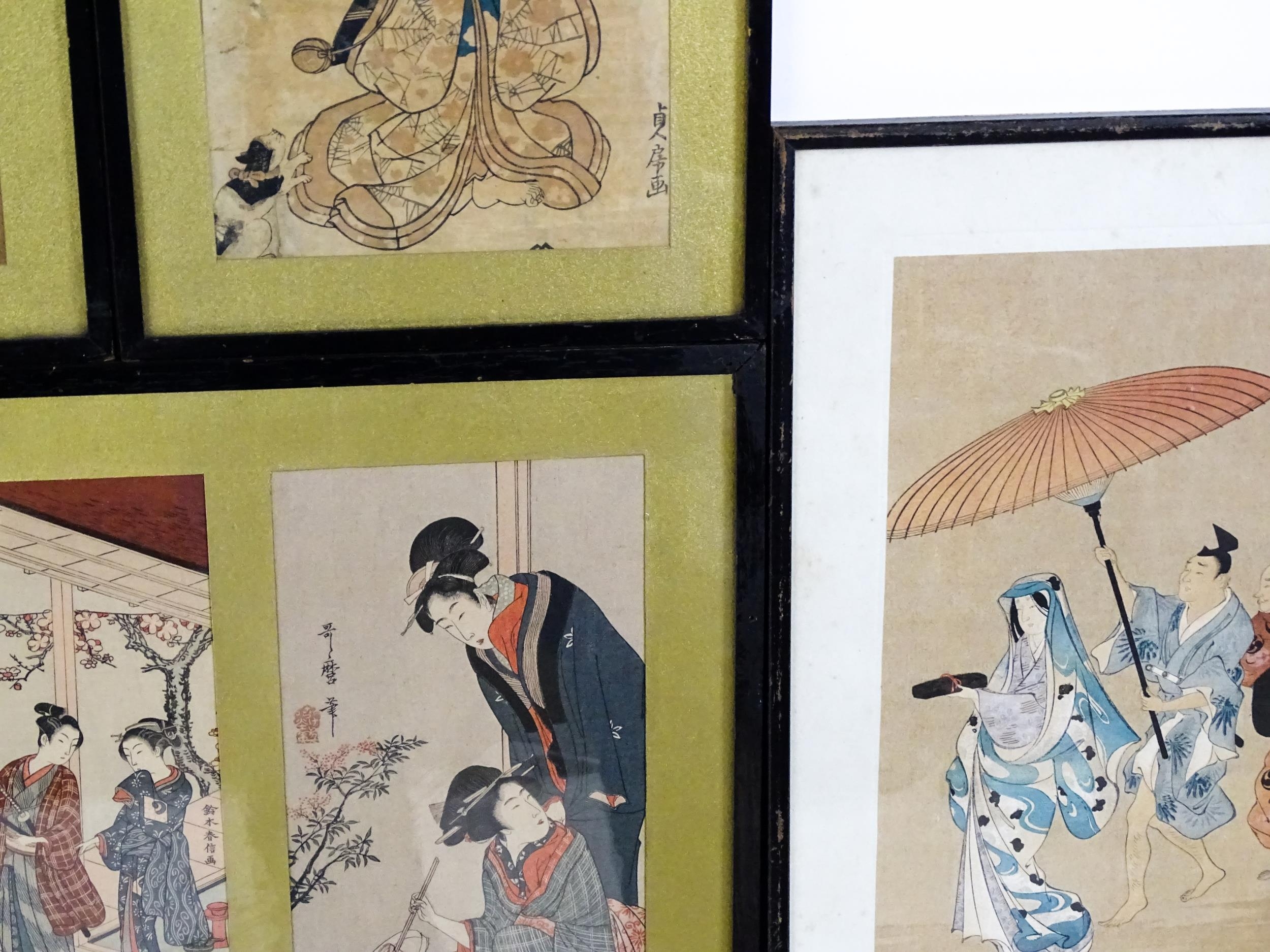 A quantity Japanese woodblock prints to include Hanaogi after Masayoshi Kitao, theatrical actor - Image 10 of 17