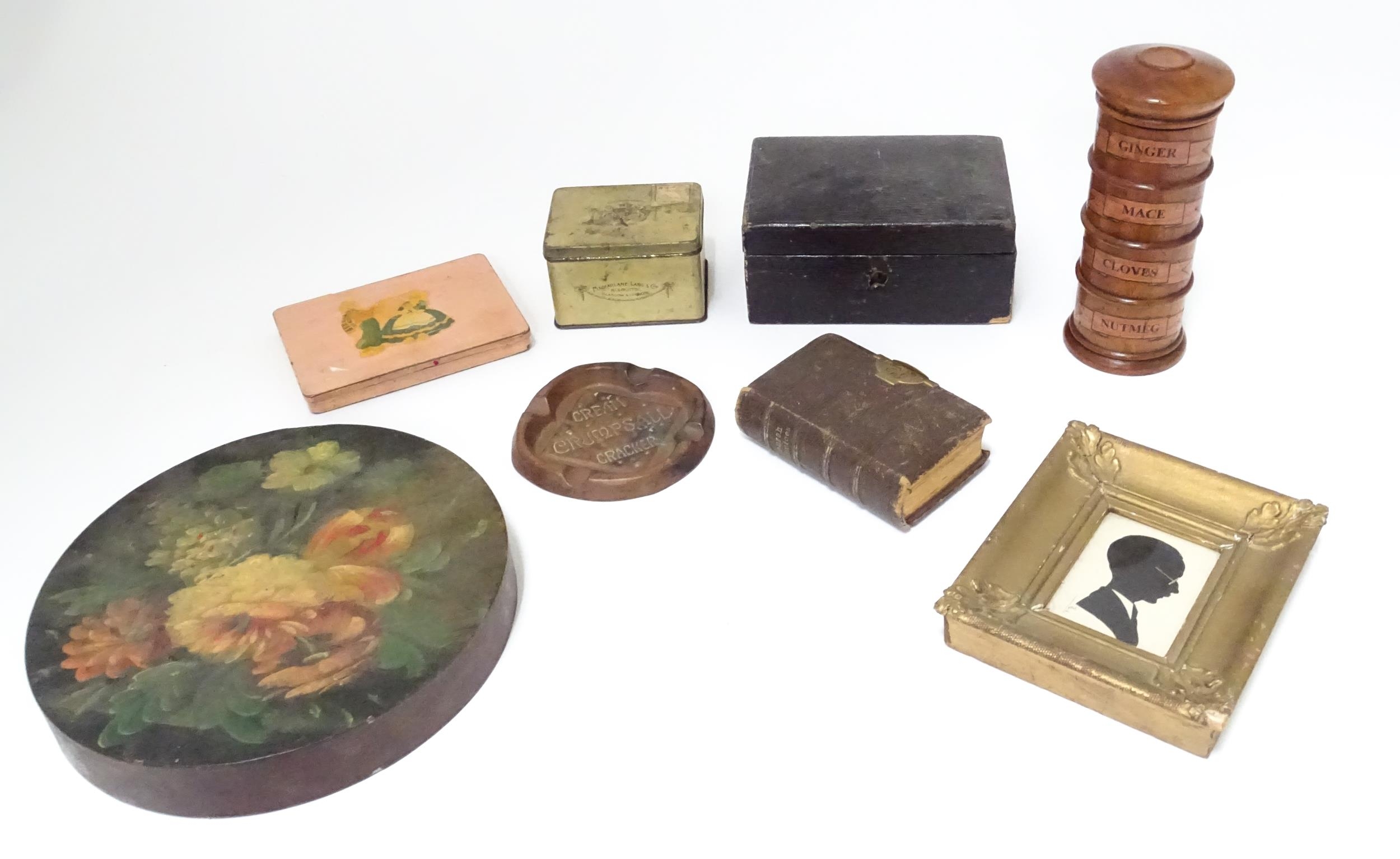 A quantity of assorted miscellaneous items to include silhouette, cigarette tins, advertising