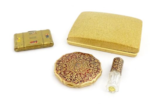 A boxed Stratton compact and scent bottle / perfume flask / atomiser with floral and foliate - Image 5 of 20