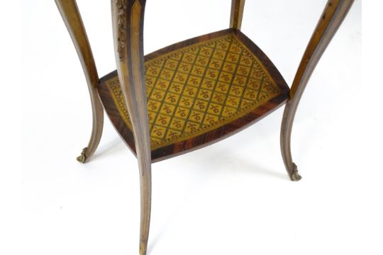 A 19thC lamp table in the manner of Henry Dasson, the table having a marquetry inlaid top, frieze - Image 14 of 15