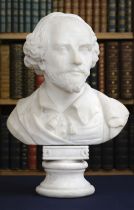 Shakespeare (William, 1564-1616). Carved white marble half-length bust, 19th century
