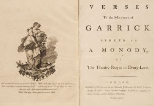 Sheridan (Richard Brinsley). Verses to the Memory of Garrick, 1779
