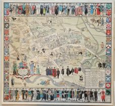 Oxford. Peele (Cecily), Map of Oxford's History: With some of her Worthies, circa 1934