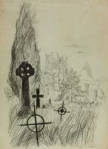 Hogarth (Paul, 1917-2001). Moel Cross Abbey and Graveyard