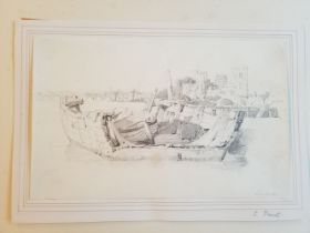 Prout (Samuel, 1783-1852). Lambeth, pencil on paper mounted on card,