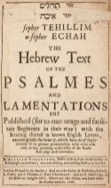 Bible [Hebrew]. Robertson (William). Sefer Tehillim u-Sefer Echah..., 1656