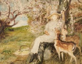 Macbeth (Robert Walker, 1848-1910). Trees in Blossom, watercolour on paper