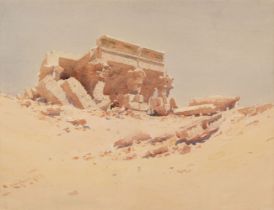 Lamplough (Augustus Osborne, 1877-1930). Ruined Temple at Kom Ombo, watercolour