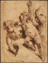 Reni (Guido, 1575-1642). Three Putti, 1630, pen and ink, Earl of Shrewsbury coll.