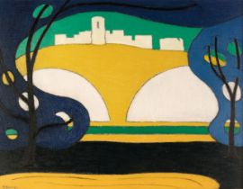 Barry (C. F., 1883-1970). Château Gaillard 4 – Decoration, circa 1967, oil on hardboard, signed