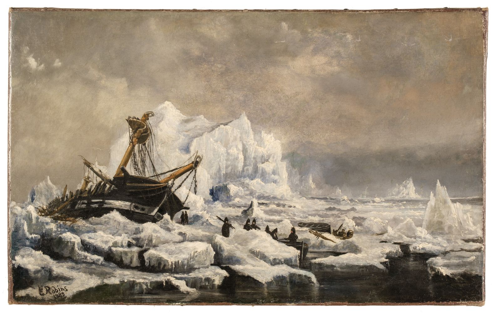 Robins (E., active 1882-1902). Arctic expedition ship and crew trapped in ice, 1883 - Image 2 of 2