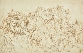 Fuseli (Henry, 1741-1825). Study after Michelangelo's Last Judgement, 1775, pen and ink