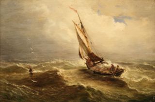 Moore (Henry, 1831-1895). Seascape, oil on wood panel,