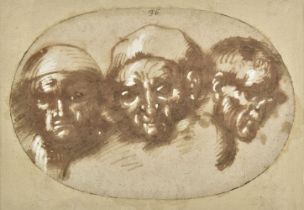 Italian School. Three Male Heads, 17th century