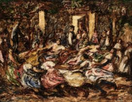 Kotasz (Károly, 1872-1941). Village Dance, oil on canvas