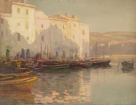 Enness (Augustus William, 1876-1948). Martigues, South of France, oil on canvas board