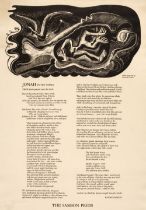 Hermes (Gertrude). Jonah in the Whale, woodcut broadside poem, Samson Press, 1935