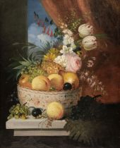 French School. Still life with Fruit and Flowers, circa 20th century