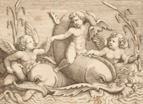 Scultori (Adamo, c.1530-1585). Three Putti with Dolphins, after Giulio Romano (c.1499-1546)...,