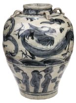 Swatow Ware. A Chinese Swatow ware blue and white porcelain vase, late Ming Dynasty