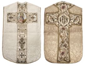 Embroidered Chasubles. Two ecclesiastical garments, 20th century