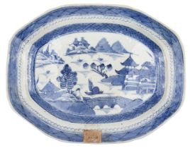 Meat Plate. Chinese export porcelain Canton blue and white porcelain meat plate, 19th century