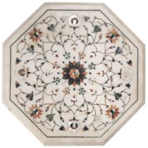 Pietre Dure. An Indian foliate inlaid octagonal marble table top, early 20th century