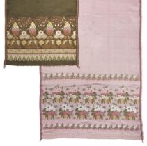 Shawl. A Spitalfields silk stole, circa 1830s, & another similar