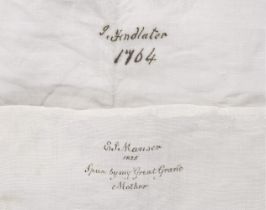 Household Linen. A pair of 18th century linen sheets, circa 1716, and a third, 1764, & other linen