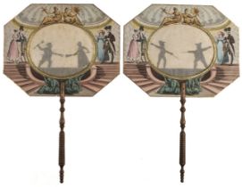 Movable Silhouette Fans. Pair of etched movable fans, Paris: Alphonse Giroux, circa 1820s