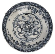 Swatow Ware. A Chinese Swatow Ware blue and white porcelain charger, Ming Dynasty