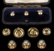 Collar Studs. 9ct gold collar studs in fitted case and other studs